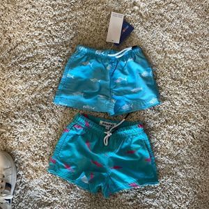 Vintage style Boy's fish Print Blue Swim Trunks 2T maamgic
